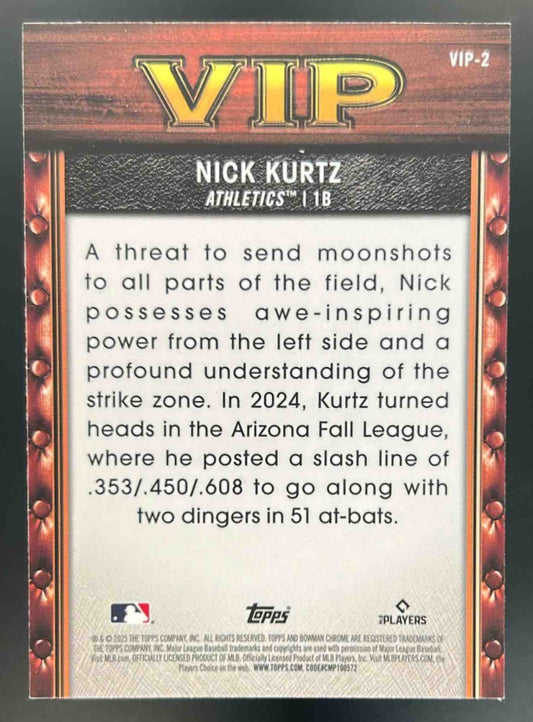 2025 Bowman Nick Kurtz #VIP-2 Very Important Prospects Athletics