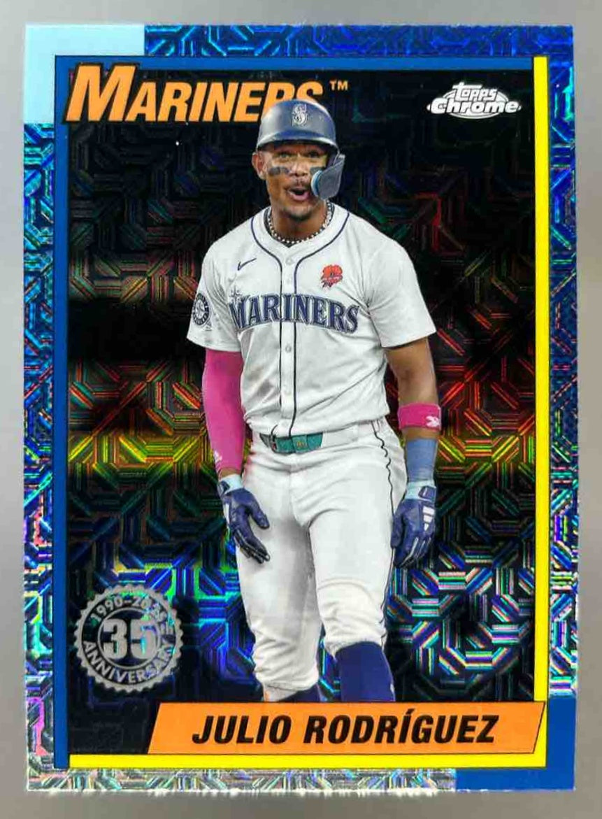 2025 Topps Julio Rodriguez #T90C-57 1990 Baseball Chrome Silver Pack